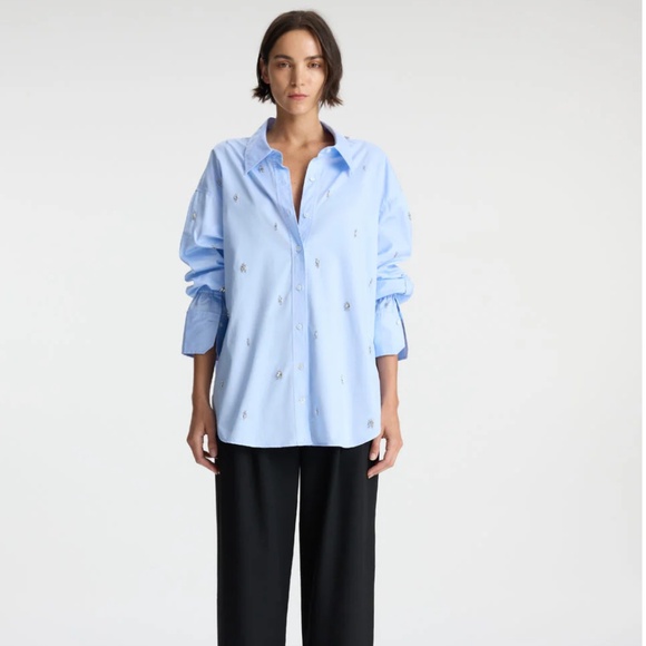 A.L.C. Monica crystal-embellished cotton-twill shirt - Picture 2 of 10